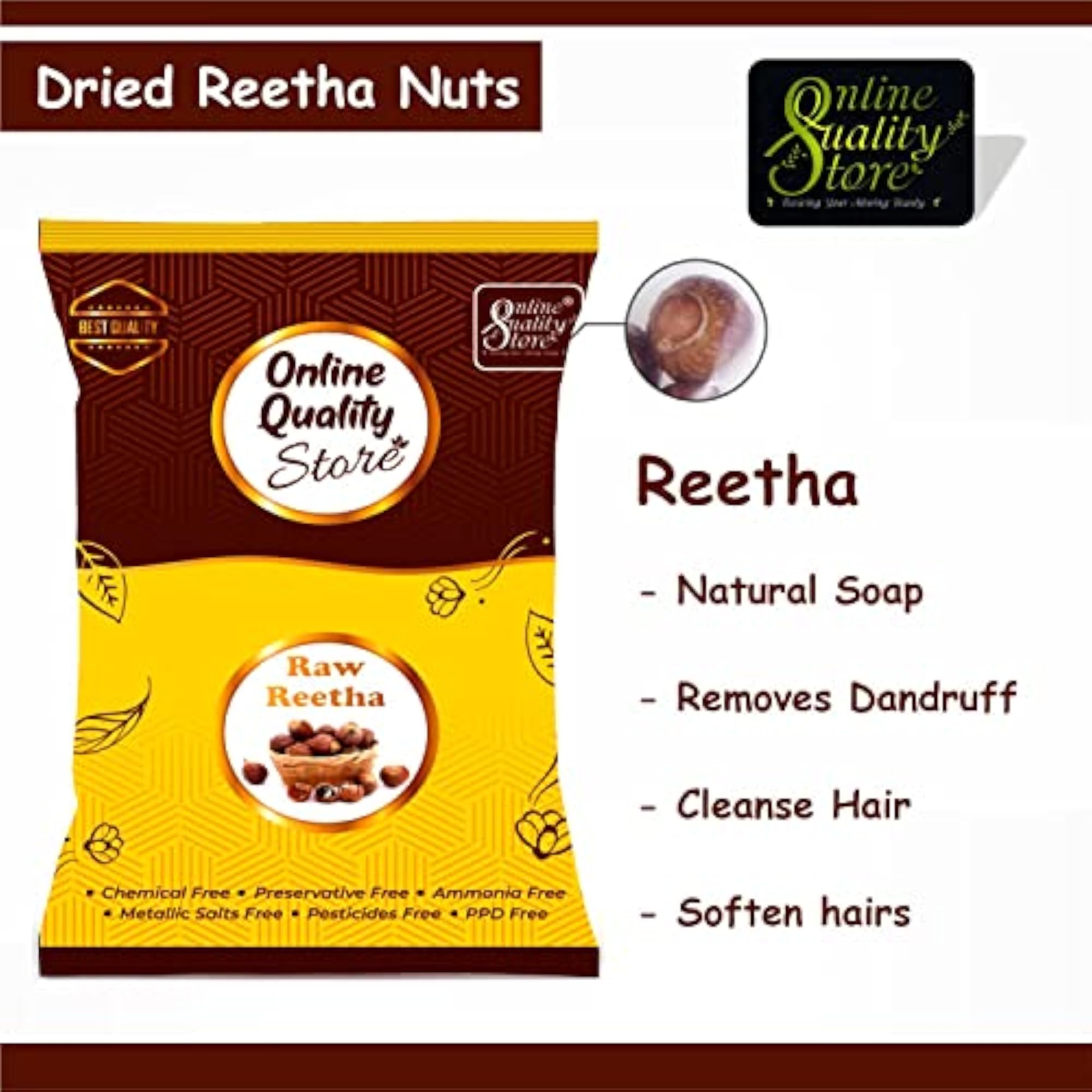 Store Raw Reetha Nuts for Hair Growth, 200g